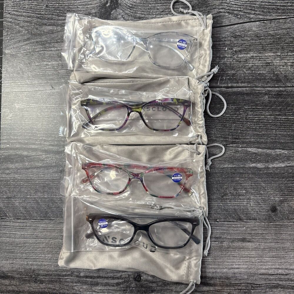 Lenscloud Readers Cat Eye Blue Blocking 150+ Set Of 4